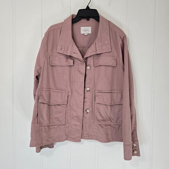 LOFT Jackets & Blazers - LOFT Linen Cotton Cropped Patch Pocket Jacket Dusty Pink Size Large